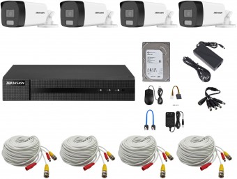 KIT 4C-HIK-V6 Hikvision ColorVu_40m 3K/5Mp_Audio