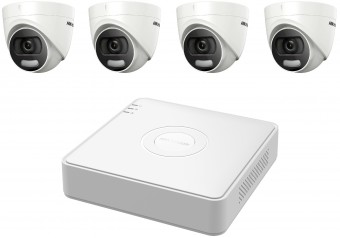 KIT 4C-HIK-V8 Hikvision ColorVu_20m Dome_2Mp