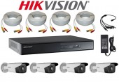 KIT 4 CAMERE HIKVISION 4C-HIK-V2 40m IR HD 720p 1Mpx