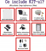 KIT 4C-HIK-V1 Hikvision InfraRosu_20m 2_MegaPixeli