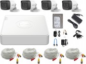 KIT 4C-HIK-V2 Hikvision InfraRosu_30m 2_MegaPixeli Audio