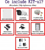 KIT 4C-HIK-V3 Hikvision InfraRosu_40m 2_MegaPixeli
