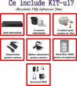 KIT 4C-HIK-V4 Hikvision InfraRosu_20m 5_MegaPixeli