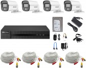 KIT 4C-HIK-V5 Hikvision ColorVu_20m 3K/5Mp_Audio