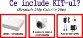 KIT 4C-HIK-V8 Hikvision ColorVu_20m Dome_2Mp